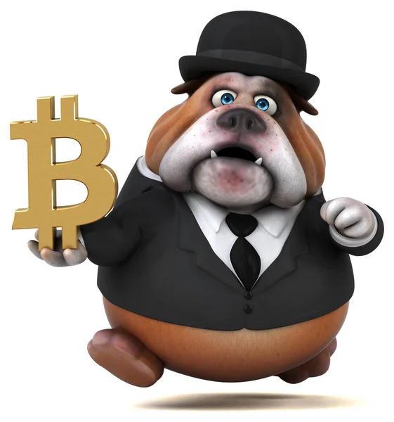 Personagem Desenho Animado Divertido Com Bitcoin Ilustração — Fotografia de Stock