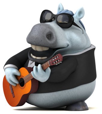 Enstrümanlı eğlenceli at - 3D Görüntü