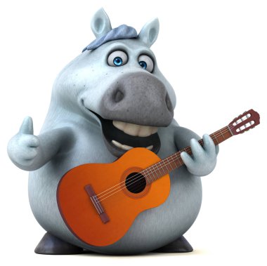 Enstrümanlı eğlenceli at - 3D Görüntü