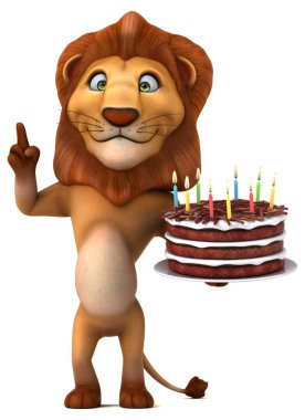 Eğlenceli çizgi film karakteri ile kek - 3d çizim