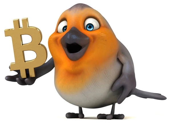 Rolig Tecknad Figur Med Bitcoin Illustration — Stockfoto