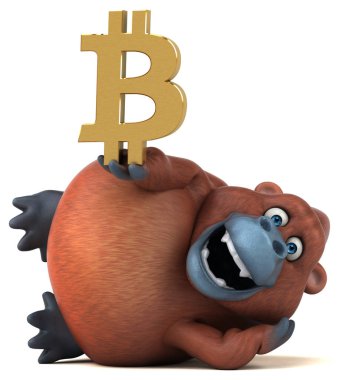 Bitcoin - 3d çizim ile eğlenceli çizgi film karakteri