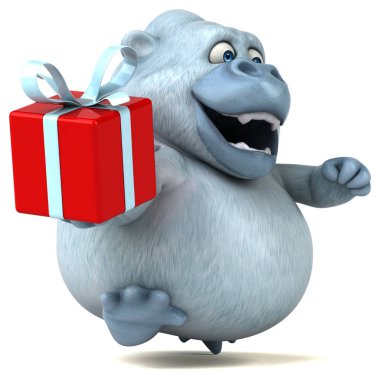 Eğlenceli çizgi film karakteri ile hediye - 3d çizim