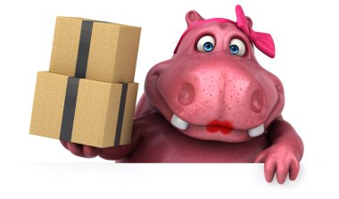 -3d çizim eğlenceli çizgi film karakteri ile kutuları