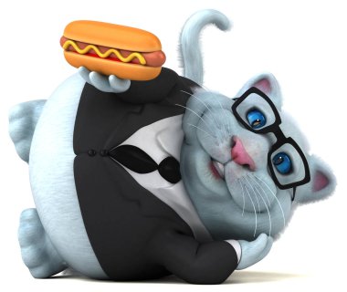 Hotdog - 3d çizim ile eğlenceli çizgi film karakteri