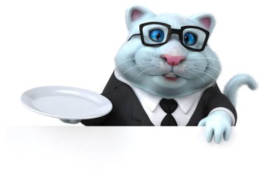 Eğlenceli kedi karakteri ile plaka - 3d çizim