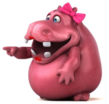 Pembe Hippo karakter - 3d çizim