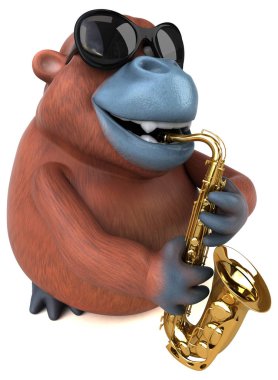 Müzik - 3d çizim eğlenceli çizgi film karakteri