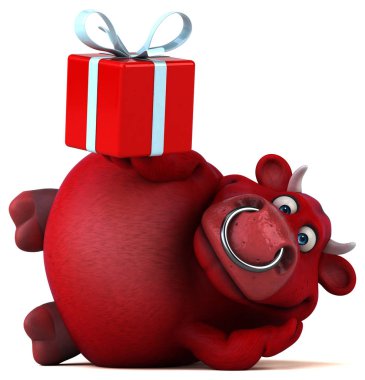 Eğlenceli çizgi film karakteri ile hediye - 3d çizim