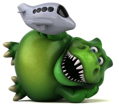 Eğlenceli çizgi film karakteri ile uçak - 3d çizim