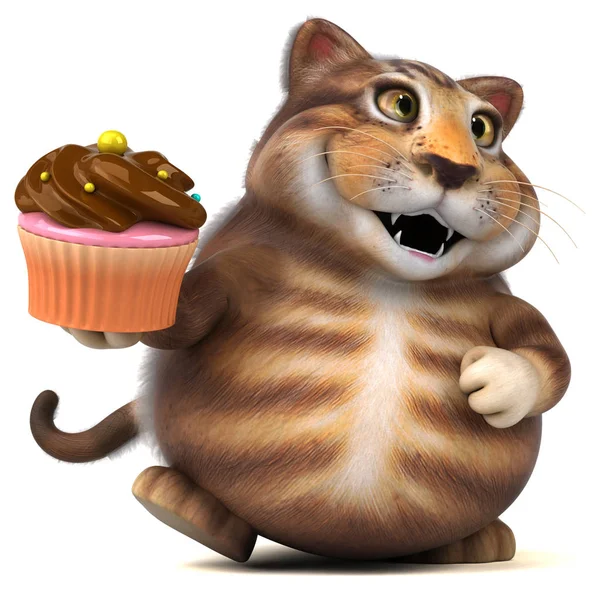 Leuk Personage Met Cupcake Illustratie — Stockfoto