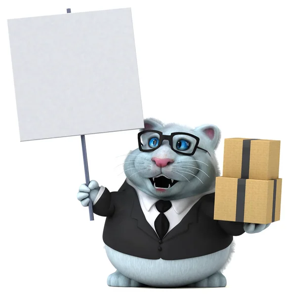 Fun cartoon character with boxes - 3D Illustration