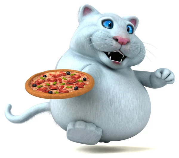Divertido Personaje Dibujos Animados Con Pizza Ilustración —  Fotos de Stock