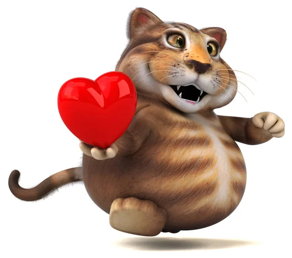 Spaß Katzenfigur Mit Herz Illustration — Stockfoto