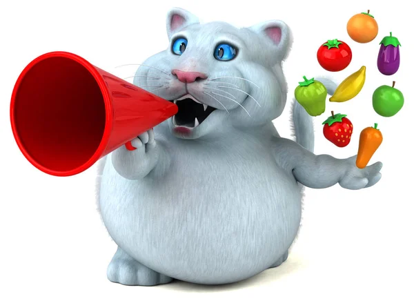 Веселий Кіт Персонаж Їжею Ілюстрація — стокове фото