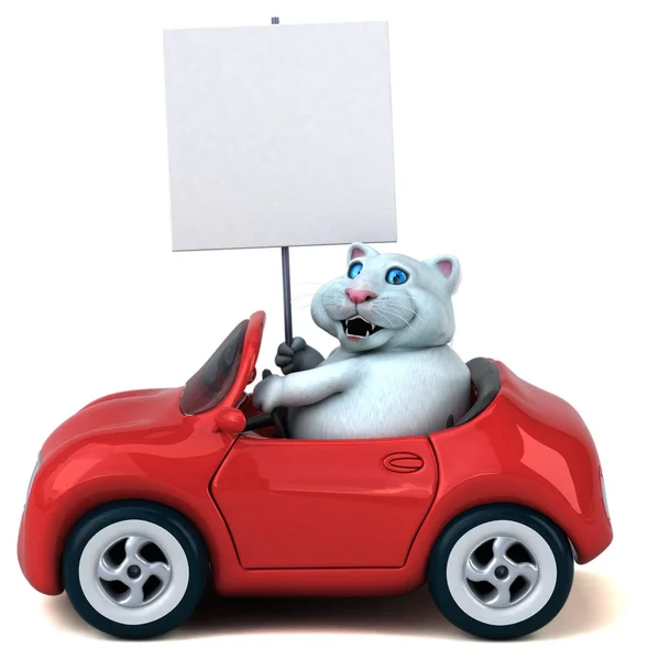 Fun Cat Character Car Illustration — Stock Photo, Image