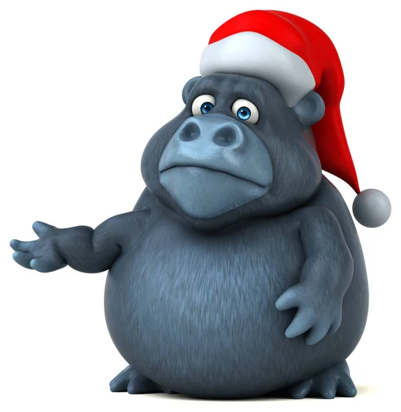 Lustiger Gorilla Mit Weihnachtsmütze Illustration — Stockfoto