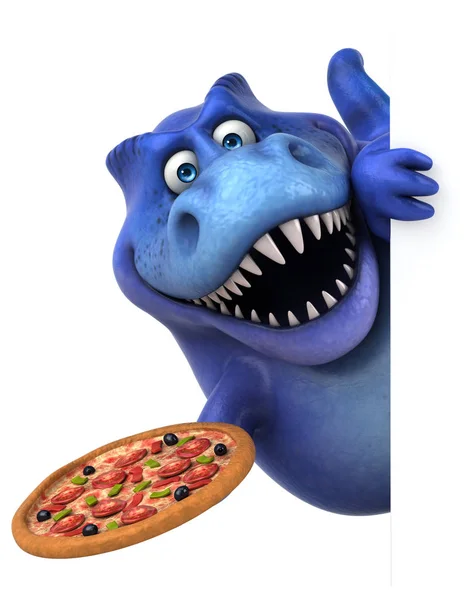 Divertido Personaje Dibujos Animados Con Pizza Ilustración —  Fotos de Stock