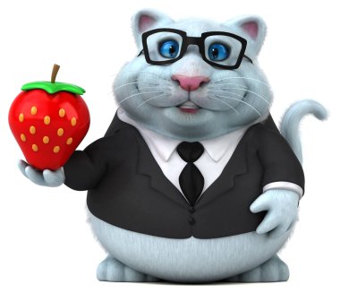Çilek - 3d çizim ile eğlenceli kedi karakteri
