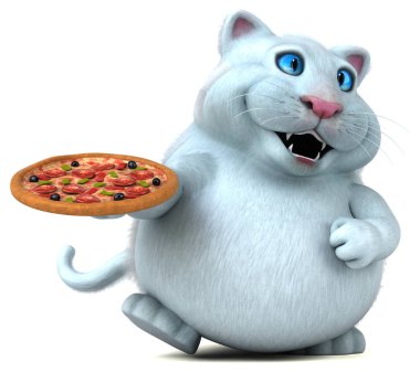 Pizza - 3d çizim ile eğlenceli kedi karakteri