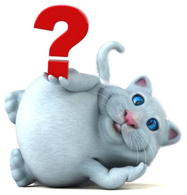 Eğlenceli kedi karakteri ile soru - 3d çizim