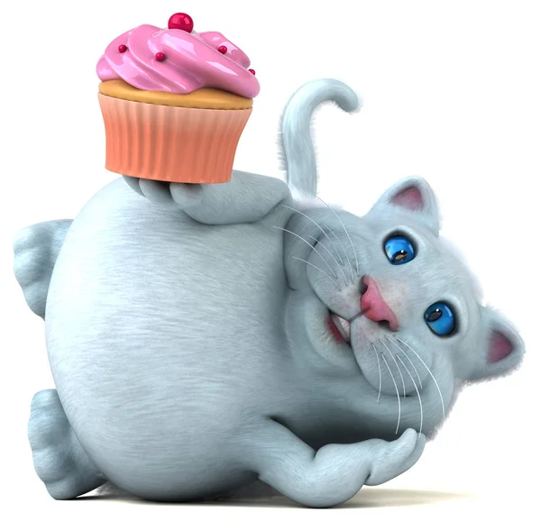 Eğlenceli kedi karakteri cupcake - 3d çizim ile 