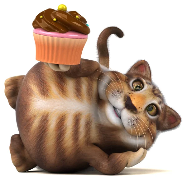 Eğlenceli kedi karakteri cupcake - 3d çizim ile 