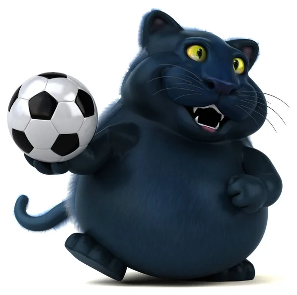 Personagem Gato Divertido Com Bola Ilustração — Fotografia de Stock
