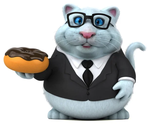 Spaß Katzenfigur Mit Donut Illustration — Stockfoto