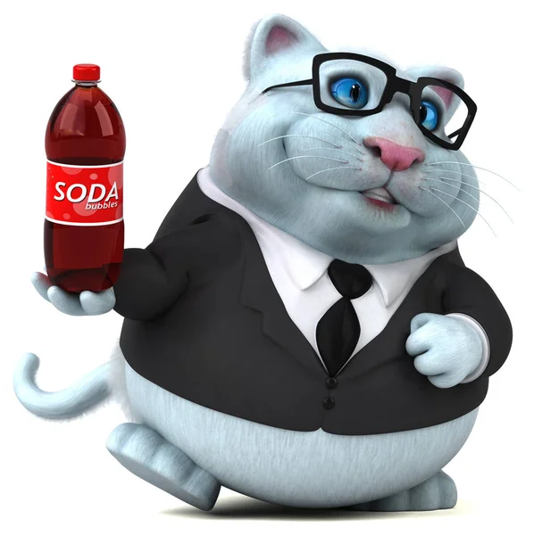 ソーダ イラストで楽しい猫のキャラクター — ストック写真