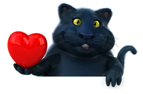 Personaje Divertido Gato Con Corazón Ilustración — Foto de Stock