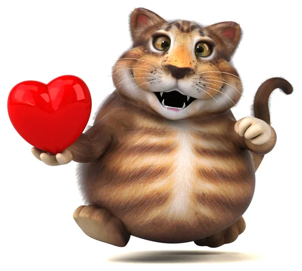 Fun Cat Character Heart Illustration — Stock Photo, Image