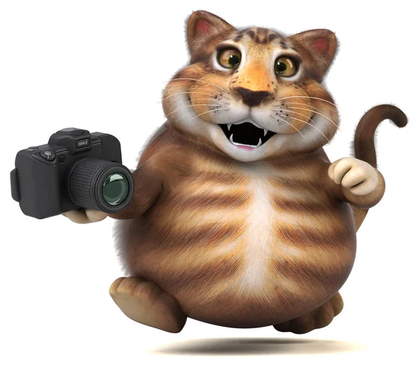 Fun Cat Character Camera Camera Illustration — Stock Photo, Image