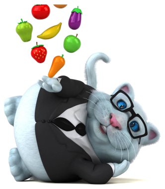 Eğlenceli kedi karakteri gıda - 3d çizim ile