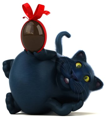 Eğlenceli kedi karakteri ile yumurta - 3d çizim