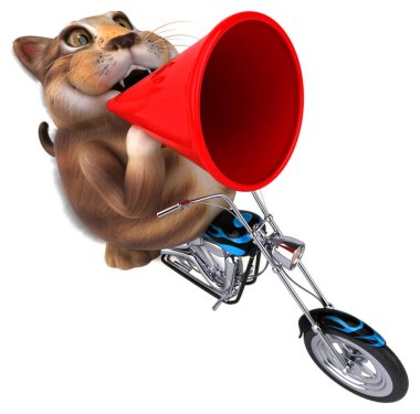 Eğlenceli çizgi film karakteri üzerinde motosiklet - 3d çizim