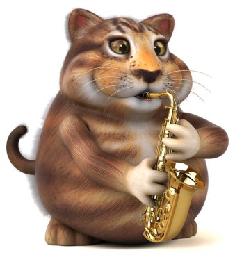 Jazz - 3d çizim oynarken eğlenceli kedi