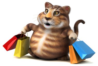 -3d çizim eğlenceli kedi karakteri ile çanta