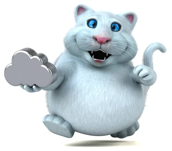 Personaggio Gatto Divertente Con Nuvola Illustrazione — Foto Stock