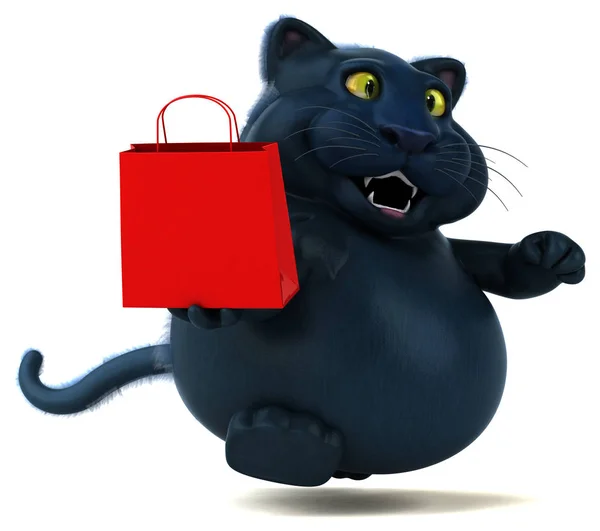 Personaje Divertido Gato Con Bolsa Ilustración —  Fotos de Stock