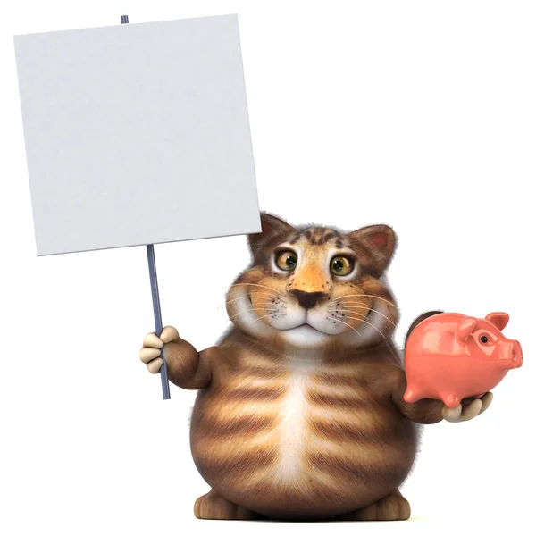 Personaje Divertido Gato Con Alcancía Ilustración —  Fotos de Stock