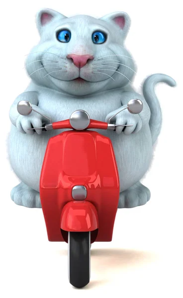 Personagem Gato Divertido Scooter Ilustração — Fotografia de Stock