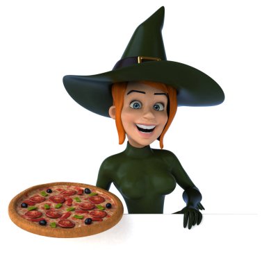 Pizza - 3d çizim ile eğlenceli çizgi film karakteri