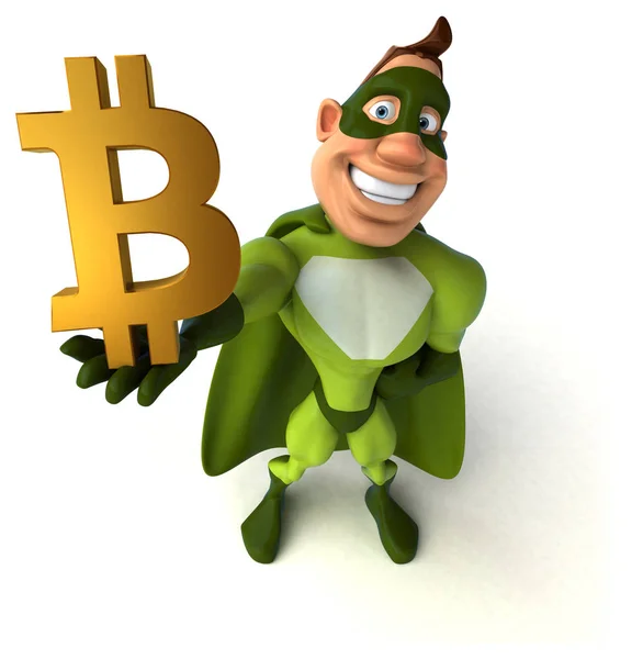 Superhéros Amusant Avec Bitcoin Illustration — Photo