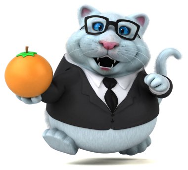 Turuncu - 3d çizim ile eğlenceli kedi karakteri