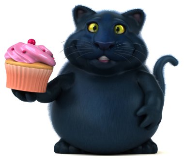 Eğlenceli kedi karakteri cupcake - 3d çizim ile 