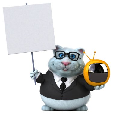 Eğlenceli kedi karakteri ile tv - 3d çizim