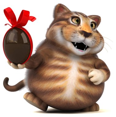 Eğlenceli kedi karakteri ile yumurta - 3d çizim