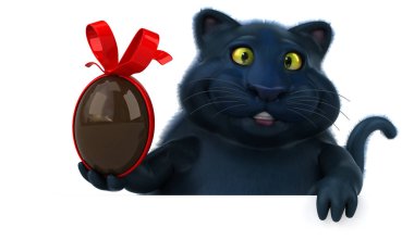 Eğlenceli kedi karakteri ile yumurta - 3d çizim