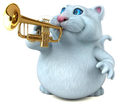 Eğlenceli kedi karakteri ile araç - 3d çizim